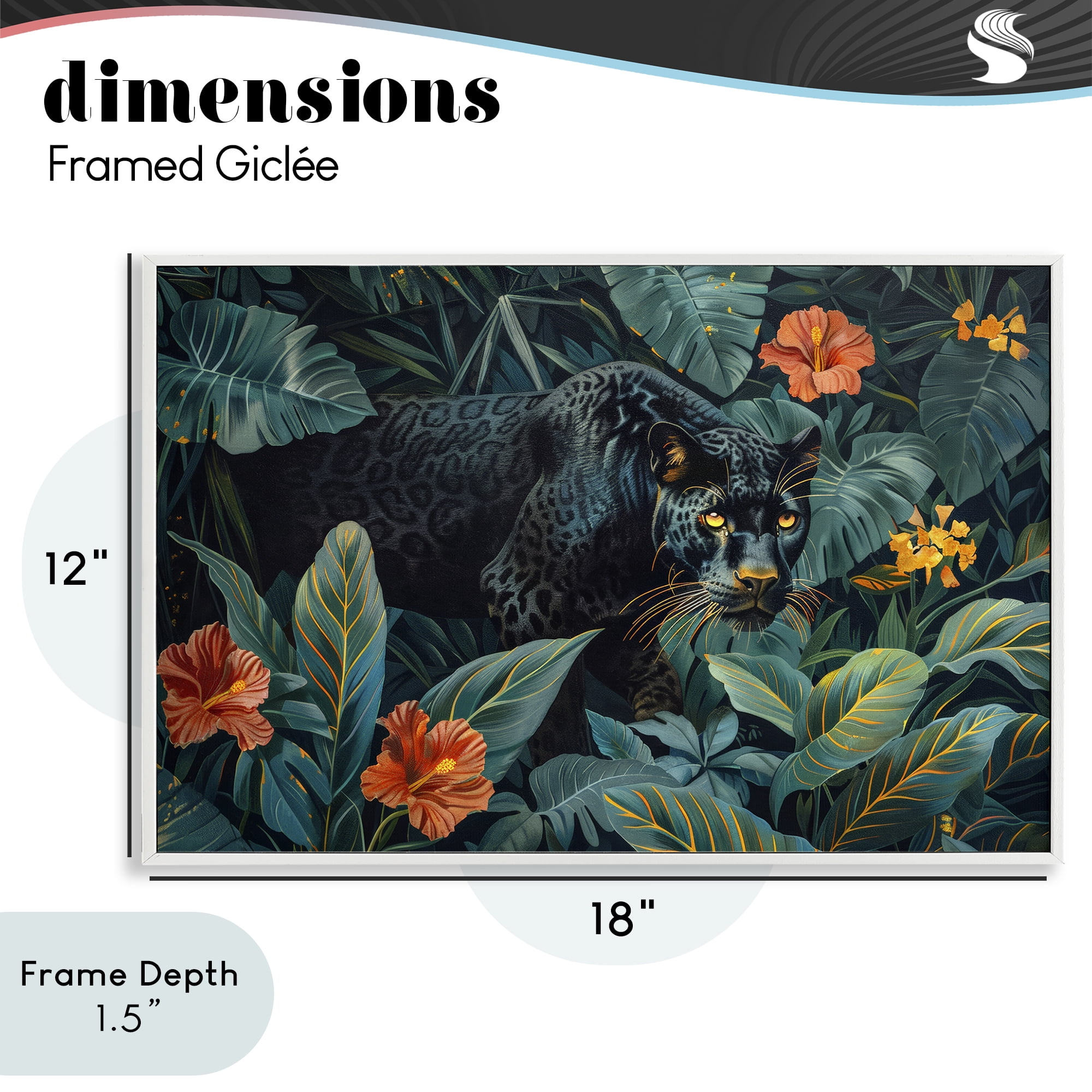 Stupell Industries Panther's Exotic Paradise White Framed Giclee Art, design by Ray Powers