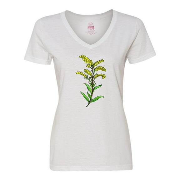 Inktastic Solidago Goldenrod Wildflowers Women's V-Neck T-Shirt