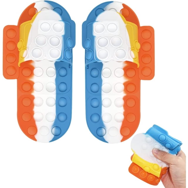 Jinsinto Decompression Bubble Slippers, Pop It Fidget Toy Rodent Pioneer Slippers, Colorful Pop Bubble Slippers Comfortable Relaxing