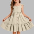 thumbnail image 2 of NAISIBABY Girls Pleated Dresses, Cute Swing Summer Casual Sleeveless Kids Party Princess Sundress Beige 5T, 2 of 6