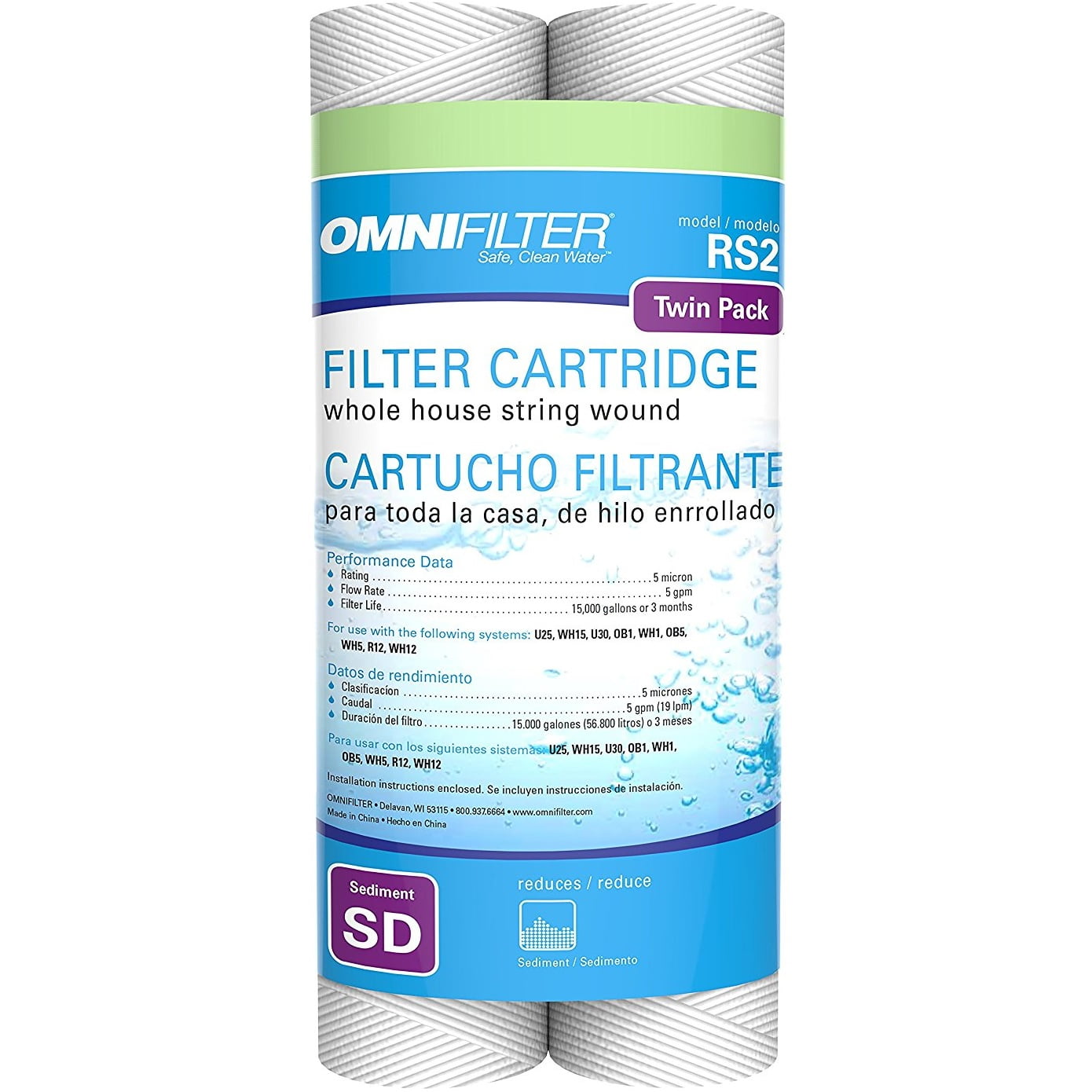 OMNIFILTER compatible Whole House Water Filter Cartridge RS2-DS Series A 