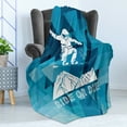 thumbnail image 4 of Adventure Soft Flannel Fleece Blanket, Ride or Die Sketch Letters Abstract Fractal Backdrop with Snowboarding Man, Cozy Plush for Indoor and Outdoor Use, 60" x 80", Purple Blue White, by Ambesonne, 4 of 5