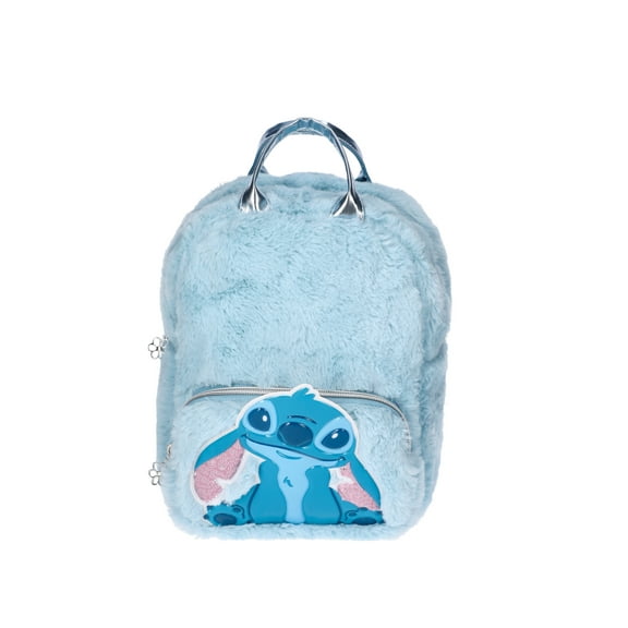 Lilo & Stitch Girls Faux Fur Mini Backpack, Blue