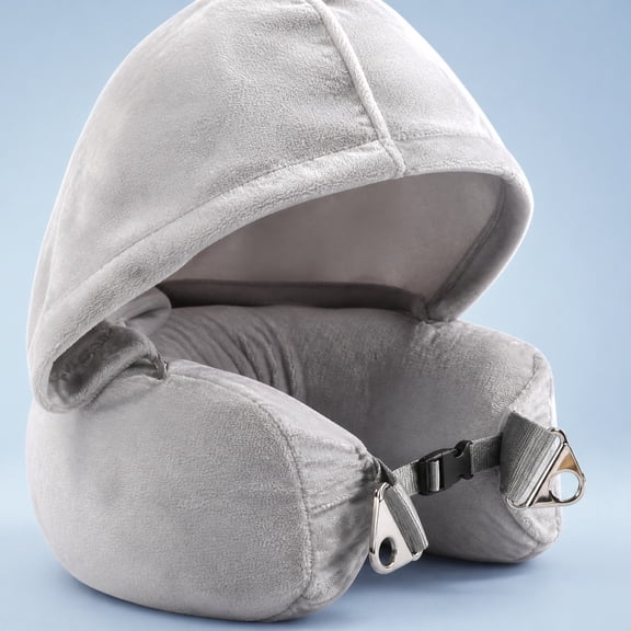 Deeceymbur Travel Pillow Stuffable Neck Pillow Airplane Travel Accessory with Storage Compartment Portable Carry On Gear for Long Trips Budget
