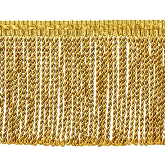 3" (7.5cm) Basic Trim Collection Thin Bullion Fringe Trim with Fancy Woven Gimp Header # BFTC3,, Brass Gold #D05 (Dark Yellow Gold) Sold By The Yard (36"/3 ft/0.9m)