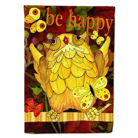 Carolines Treasures PJC1034GF Happy Happy Day Owl Flag Garden Size  Small multicolor