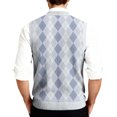 thumbnail image 4 of Resicozy Mens Plaid Sweater Vests V-Neck Sleeveless Fashion Casual Cardigan Vest Fall Winter Tank Top Light Blue 3XL, 4 of 7