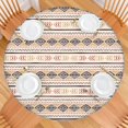 thumbnail image 2 of Brown Geometric Striped Pattern Round Fitted Tablecloth with Elastic Edge,Dining Table Cover Waterproof,Outdoor Round Tablecloth for Camping,Dining,Indoor and Outdoor, 2 of 7