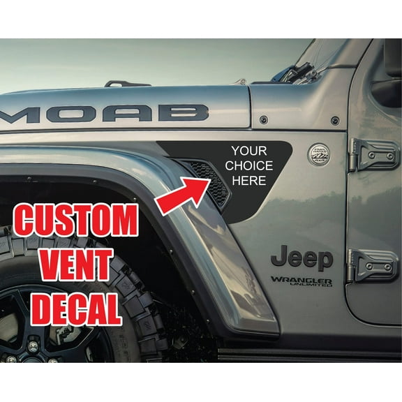 AnyStickerYouWant - Custom Fender Vent Vinyl Decal Sticker Fits & Compatible with Jeep Wrangler JL/Jeep Gladiator JT 2018 You Choose Design