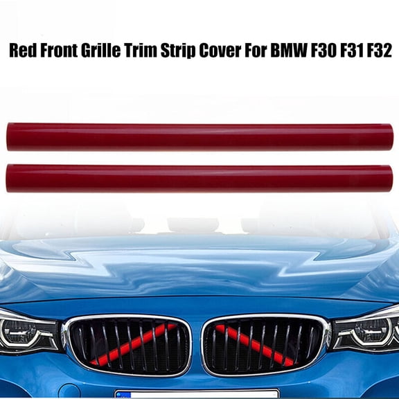 BAMILL Grill Bar V Brace For BMW F30 F31 F32 Front Grille Trim Strip Cover Red 2PCS