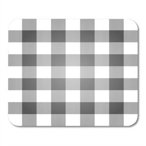 SIDONKU Gray Buffalo Lumberjack Plaid Pattern Check White Abstract Black Mousepad Mouse Pad Mouse Mat 9x10 inch