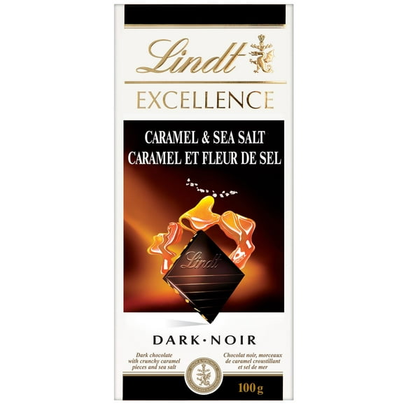 Lindt EXCELLENCE Caramel & Sea Salt Dark Chocolate Bar, 100 Grams, 100 g