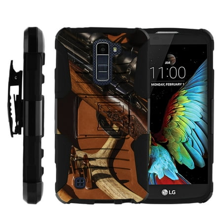 LG K10 and LG Premier LTE Miniturtle® Clip Armor Dual Layer Case Rugged Exterior with Built in Kickstand + Holster - Close up Gun