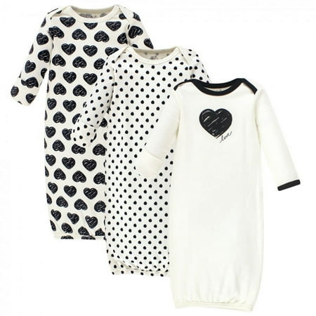 UPC: 0660168667776 | Touched by Nature Baby Girl Organic Cotton Long-Sleeve Gowns 3pk Heart 0-6 Months