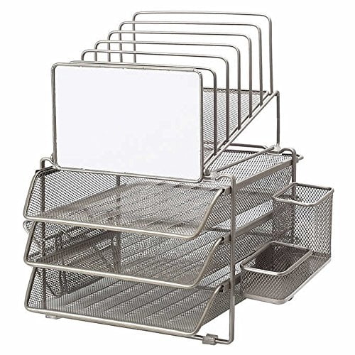 Sunrising International Stainless Steel Modular Office Desk File Sunrising International Stainless Steel Modular Office Desk File Sorter And Organizer With Whiteboard Features 6 Tiered Wire Holders 2 Sliding Trays