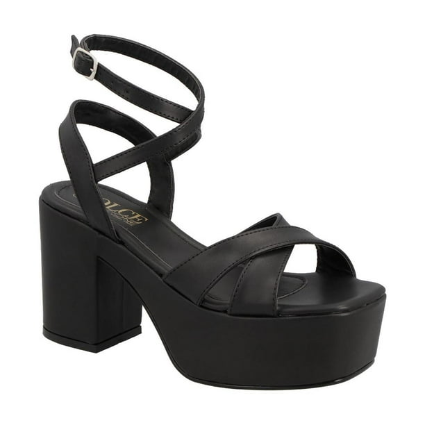 Tacones Mujer Plataformas Casuales Cintas Dolce Negras 24 DOLCE COLLEZIONE by GLAM GLAM 3804