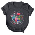 thumbnail image 1 of Gibobby Playera de Manga Corta Casual Suave Camiseta verano con estampado flores para mujer, blusa con estampado Floral, camisetas informales manga corta con c(Gris oscuro,G), 1 of 4