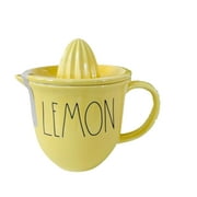 Rae Dunn LEMON Yellow 2 Piece Ceramic Juicer Set with Black LL Letters Kitchen