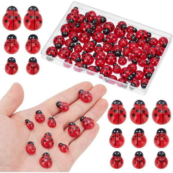160Pcs 3 Sizes Ladybug Resin Flatback Cabochon Beads Mini Tiny Ladybug Ornaments Micro Resin Embellishment Charms Pendants No Hole for DIY Crafts Wreath Phone Case Scrapbooking Nail Cloth for DIY