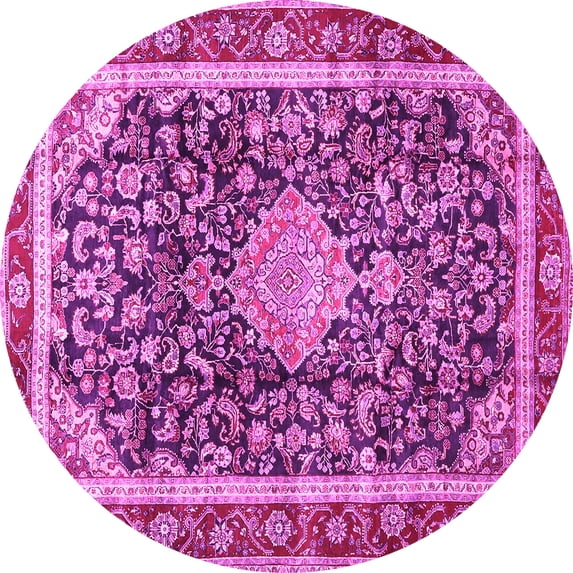 Ahgly Company Indoor Round Medallion Pink Traditional Area Rugs, 4' Round