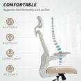 thumbnail image 3 of Ergonomic Beige Office Chair with Adjustable Lumbar & Headrest - Swivel Desk Task Chair for Home Office & Study - Flip-Up Armrests, Mesh Back & Linen Seat, 3 of 7