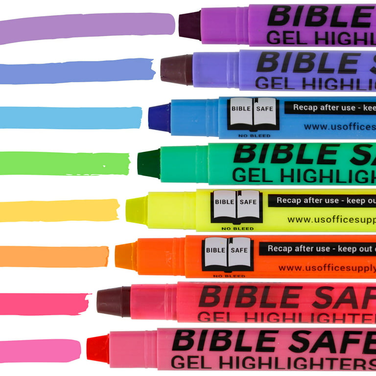6 Yellow Bible Safe Gel Highlighters - Bright Neon Fluorescent