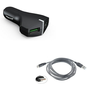 Car Charger   6ft USB Cable for Motorola One 5G Ace Phone - 36W Fast 2-Port USB Power Adapter and Type-C Charger Cord Power Wire Combo for Motorola One 5G Ace (2021)