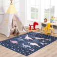 thumbnail image 1 of Milne Navy Dinosaur Washable Kids Rug, 1 of 9