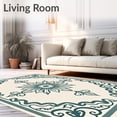 thumbnail image 2 of ODIKA 5'x7' Machine Washable Non-Slip Area Rug, Distressed Medallion Boho with Interlocking Scroll Motifs High Traffic Rug with Pad, Teal, 667405, 2 of 8