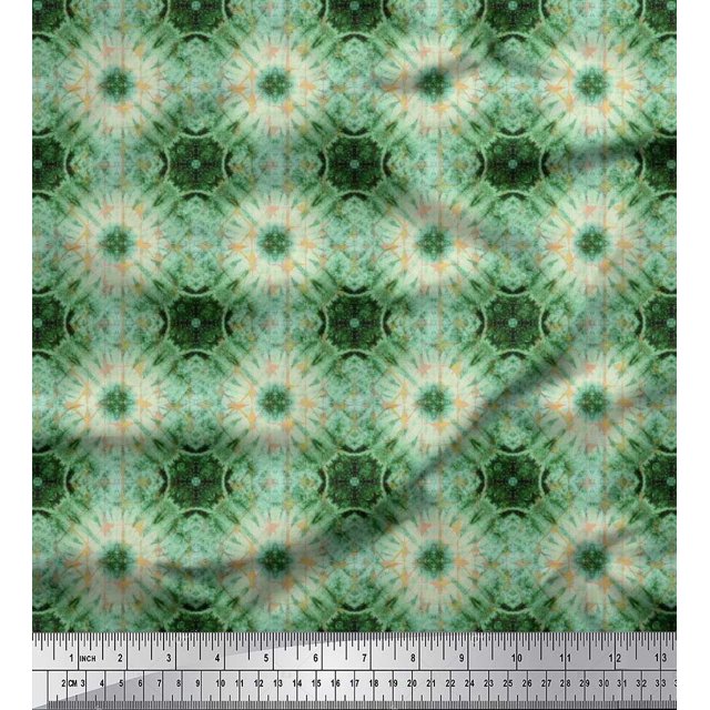 Soimoi Rayon Fabric Check Tie-Dye Decor Fabric Printed Yard 42 Inch Wide