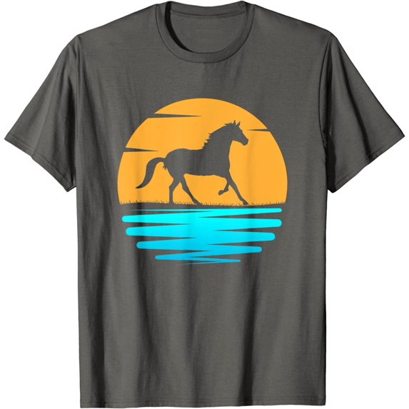 Walking Wild Horse Pony Animal at Sunset for Men Women Kids T-Shirt