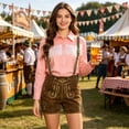 thumbnail image 6 of Unir Western Fringe Long Sleeve Shirt for Women, Button Up Collared, Casual Oktoberfest Pink Top, 1 Piece, S-XXXL, Plus Size Friendly, 6 of 7