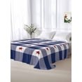 thumbnail image 5 of 4th of July Queen Size Flat Sheet, Wrinkleproof & Fadeproof Cooling Flat Bed Sheet Only, Independence Day Blue White Plaid Red Star Breathable Soft Bedding Top Sheets 90 x 102 Inches, 5 of 8