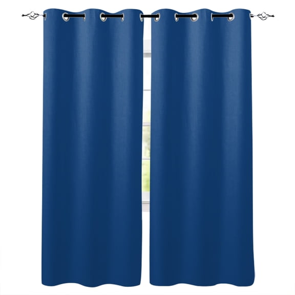 Blackout Curtains for Bedroom, Pure Navy Blue Room Darkening Window Drapes for Living Room, Simple Solid Color Thermal Insulated Grommet Curtains, 42x84 inch, 2 Panels
