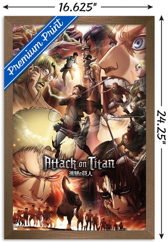 Attack on Titan: Season 3 - Key Art Wall Poster, 14.725" x 22.375", Framed