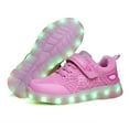 thumbnail image 3 of YUNICUS Light Up Shoes for Boys Girls Walking Party Birthday Hallween Christmas (Little Kid 2M, Pink/White), 3 of 7