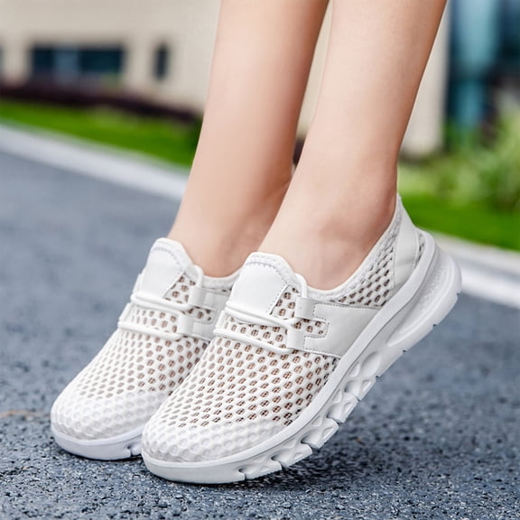 Willtoo Women’s Slip‑On Mesh Walking Shoes, Elastic Strap Breathable Platform Casual Sneakers, Lightweight Non‑Slip Summer Sport Trainers for Outdoor Travel Shopping Daily Occasions