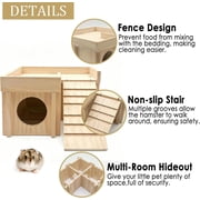 Kathson Wooden Hamster Hideout Hamster Wood House with Ladder Habitats Decor Detachable Small Animals Cage Accessories for Rat Gerbils and Other Small Pets