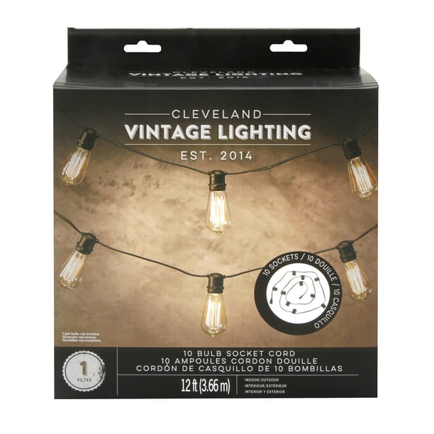 Cleveland Vintage Lighting 10 Bulb Socket Cord Black 12 feet