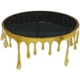 thumbnail image 6 of DecMode 36" x 16" Gold Aluminum Metal Drip Abstract Coffee Table with Melting Designed Legs and Black Glass Top, 1-Piece, 6 of 12