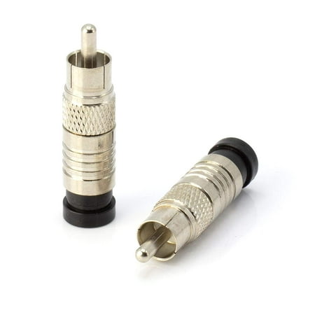 Coaxial Cable To Component THE CIMPLE CO - RCA Compression Connectors - | 4 Pack | RG-6 Coaxial Cable - Universal Male Connectors for RCA, Subwoofer, Composite, Component and Similar Cables ()