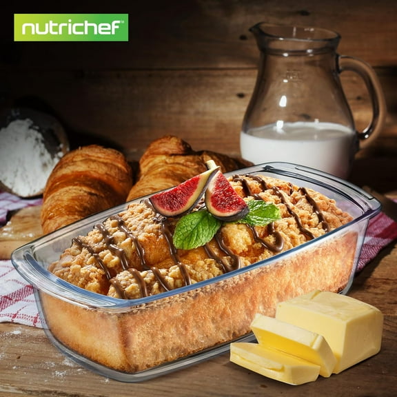 6 Piece Glass Loaf Pan Set with Lids - Stackable Baking Dishes, Oven & Microwave Safe, Dishwasher Safe