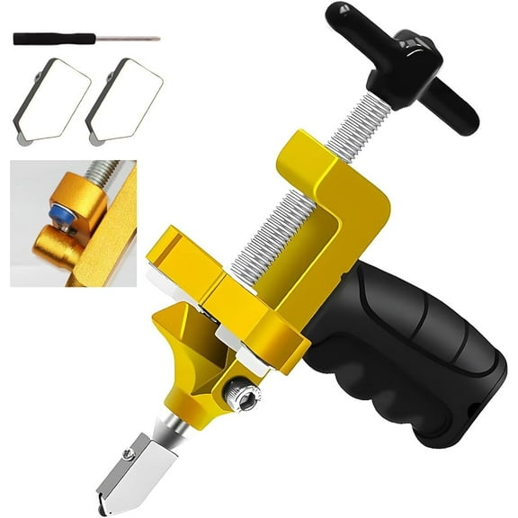 2 in 1 Glass Cutting Tool Kit Breaking Pliers and Glass Cutter Tungsten Hand Portable Glass knife for Ceramic, Mirror, Manual Tile Cutter Glass Breaker with 2 Bonus Tungsten blades and Screwdriver