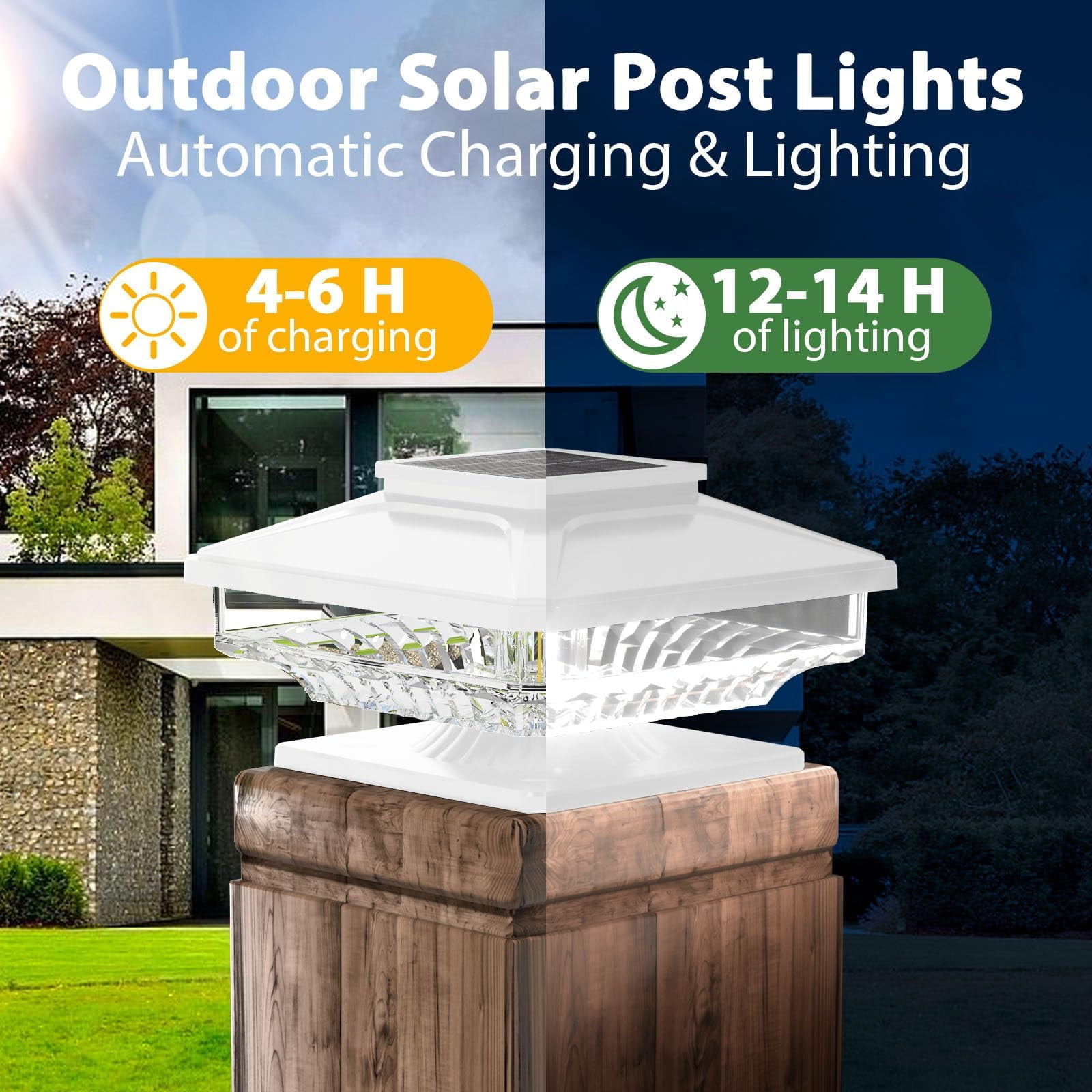 BITPOTT 8 Pcs Bright Solar Post Cap Lights Fence Post Lights Outdoor for Wood Posts in Garden Decor White