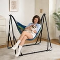 thumbnail image 3 of 2 in 1 Hammock and Swinging Chair with Collapsible Steel Stand & Carrying Case,Portable & Adjustable,Easy Set Up for Outdoor,Indoor,Porch Swing,Patio,Garden,Camping Trip, 3 of 10