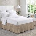 thumbnail image 3 of Brown Buffalo Plaid Bed Skirt King Size 16 Inch Drop, Minimalist Gingham Check Retro Linen Texture Adjustable Elastic Dust Ruffles Bedskirt for King Bed Wrap Around Pleated Mattress Frame Cover, 3 of 9