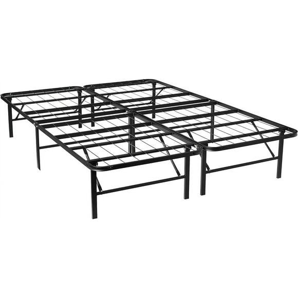 Queen Bed Frame Queen Size 14 Inch Mattress Foundation Box Spring Replacement Heavy Duty Steel Slat Noise-Free Easy Assembly,Black