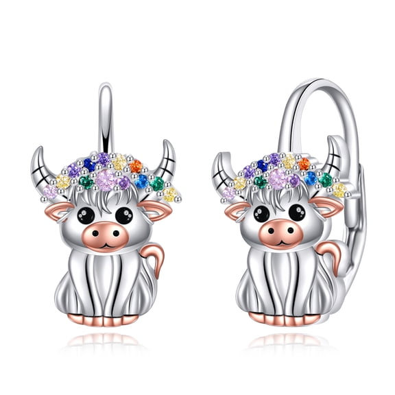925 sterling silver colored zircon mountain cow earrings as a jewelry gift for her