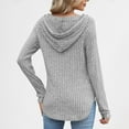 thumbnail image 7 of hotojiny Women Fall Hoodies Sweater Loose Button V Neck Knit Hooded Tops Fashion Long Sleeve Curved Hem Ribbed Shirts, 7 of 7