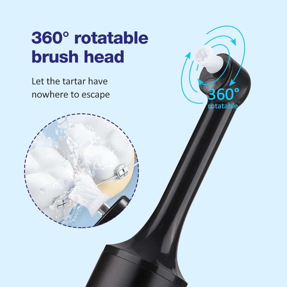Tooth Polisher, Rechargeable Tooth Whitening Kit for Teeth Daily Whitening and Cleaning, Electric Dental Polisher with 5 Brush Heads, 4 Speed Modes, Waterproof, LED Light